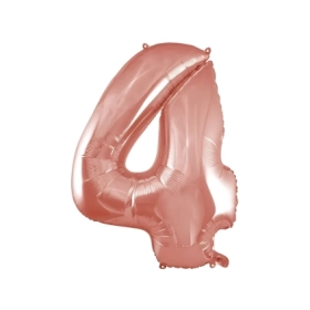 Palloncino numero 4 Rosa Gold super shape 40" (101cm) in mylar, 1pz.