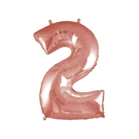 Palloncino numero 2 Rosa Gold super shape 40" (101cm) in mylar, 1pz.