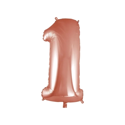 Palloncino numero 1 Rosa Gold super shape 40" (101cm) in mylar, 1pz.
