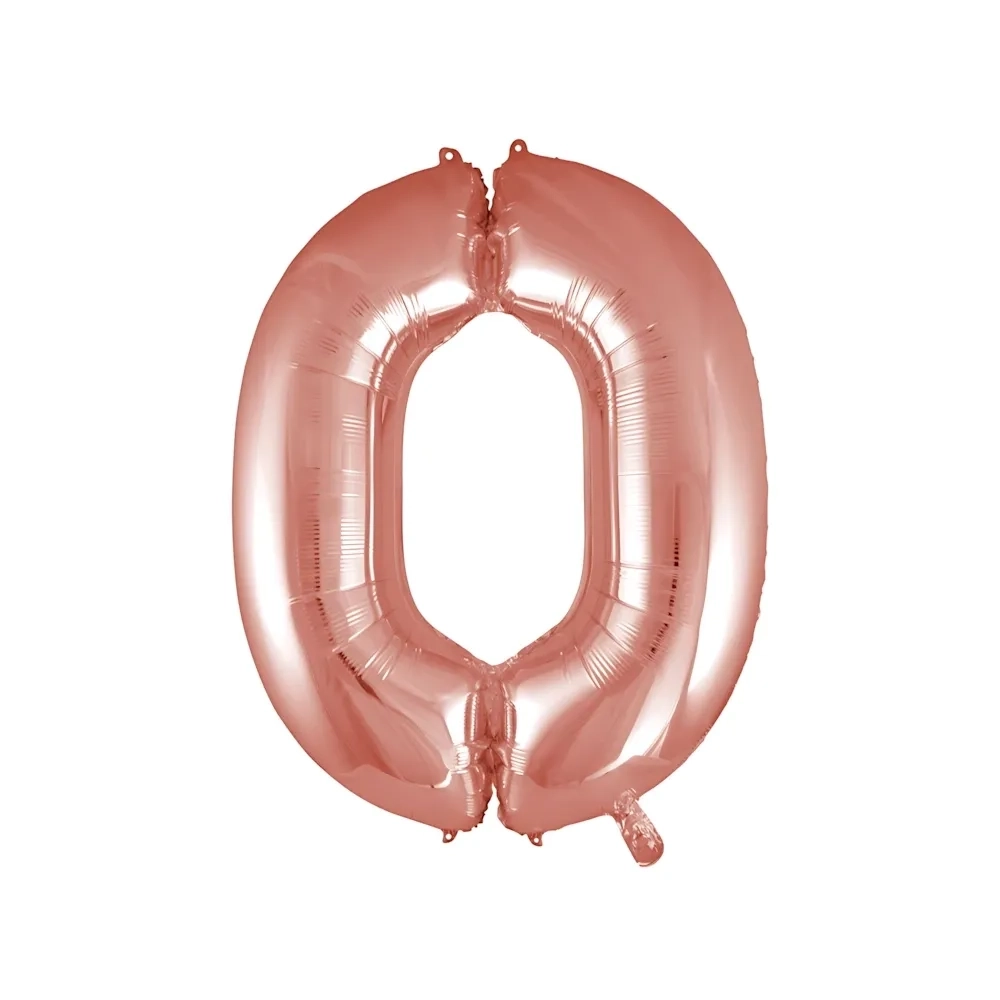 Palloncino numero 0 Rosa Gold super shape 40" (101cm) in mylar, 1pz.