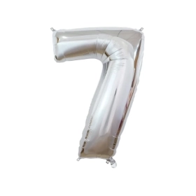 Palloncino numero 7 Argento super shape 40" (101cm) in mylar, 1pz.