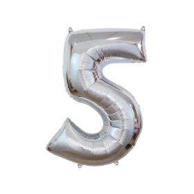 Palloncino numero 5 Argento super shape 40" (101cm) in mylar, 1pz.