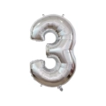 Palloncino numero 3 Argento super shape 40" (101cm) in mylar, 1pz.