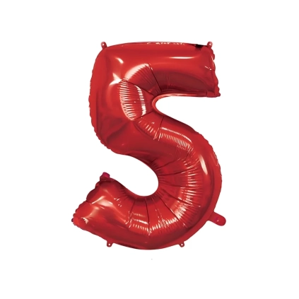 Palloncino numero 5 Rosso super shape 40" (101cm) in mylar, 1pz.
