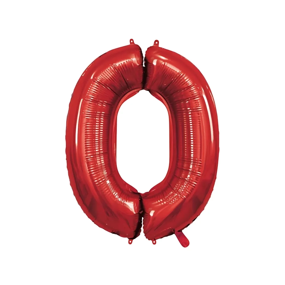 Palloncino numero 0 Rosso super shape 40" (101cm) in mylar, 1pz.