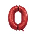 Palloncino numero 0 Rosso super shape 40" (101cm) in mylar, 1pz.