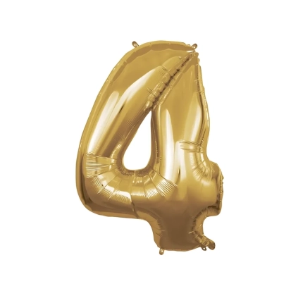 Palloncino numero 4 Oro super shape 40" (101cm) in mylar, 1pz.