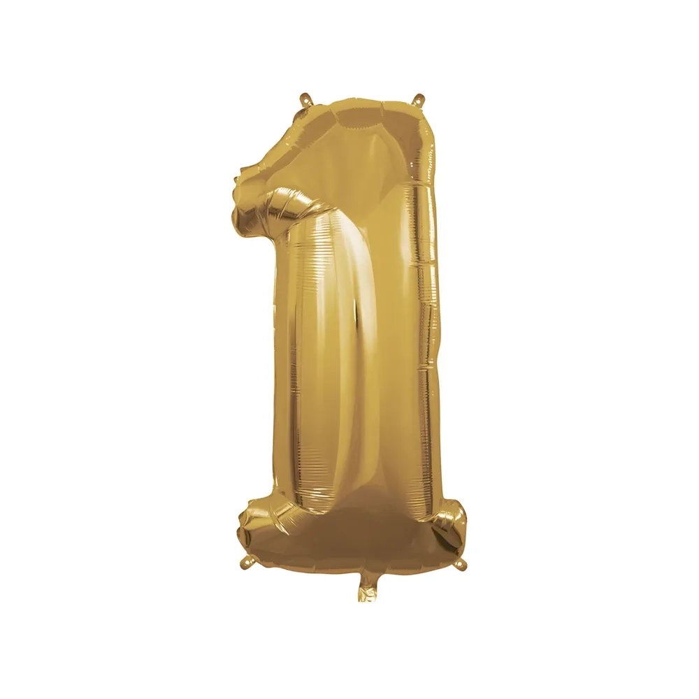 Palloncino numero 1 Oro super shape 40" (101cm) in mylar, 1pz.