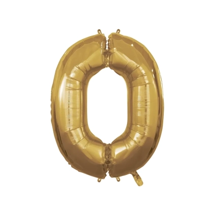 Palloncino numero 0 Oro super shape 40" (101cm) in mylar, 1pz.