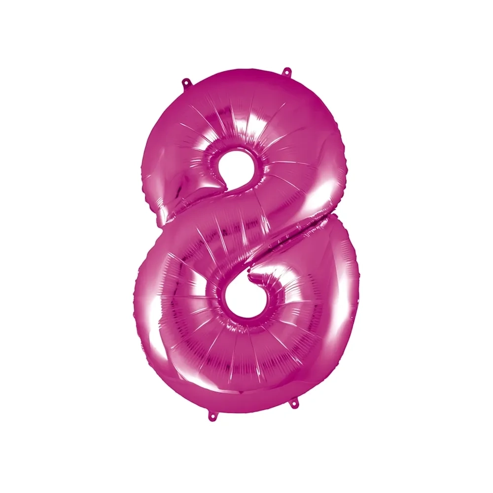 Palloncino numero 8 fucsia super shape 40" (101cm) in mylar, 1pz.
