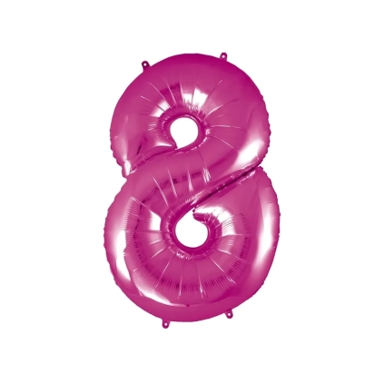 Palloncino numero 8 fucsia super shape 40" (101cm) in mylar, 1pz.