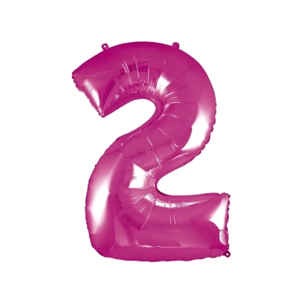 Palloncino numero 2 fucsia super shape 40" (101cm) in mylar, 1pz.