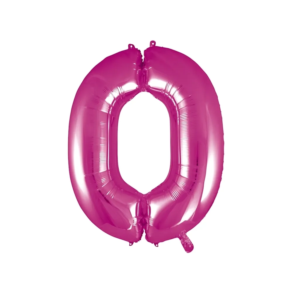 Palloncino numero 0 fucsia super shape 40" (101cm) in mylar, 1pz.