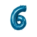 Palloncino numero 6 Blu super shape 40" (101cm) in mylar, 1pz.