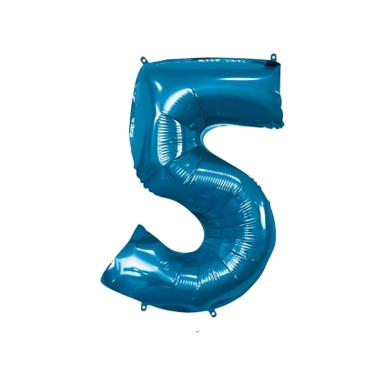Palloncino numero 5 Blu super shape 40" (101cm) in mylar, 1pz.