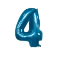Palloncino numero 4 Blu super shape 40" (101cm) in mylar, 1pz.