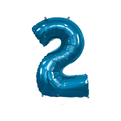 Palloncino numero 2 Blu super shape 40" (101cm) in mylar, 1pz.
