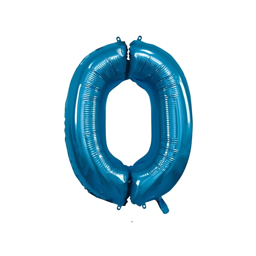 Palloncino numero 0 Blu super shape 40" (101cm) in mylar, 1pz.