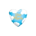 Palloncino cuore azzurro con nuvole e scritta Viva Maria standard shape 18" (45cm) in mylar, 1pz.