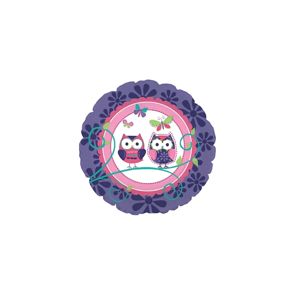 Palloncino Gufi standard shape 17" (43cm) in mylar, 1pz.