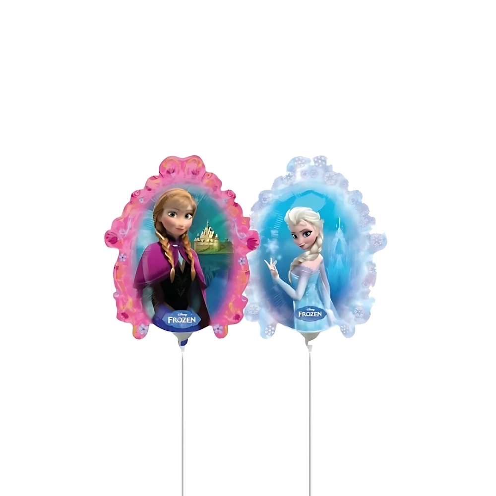Palloncini specchio Frozen con Elsa e Anna micro shape 8" (20cm) in mylar, 5pz.