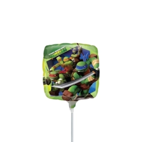 Palloncini quadrato Tartarughe Ninja mini shape 9" (22cm) in mylar, 5pz.