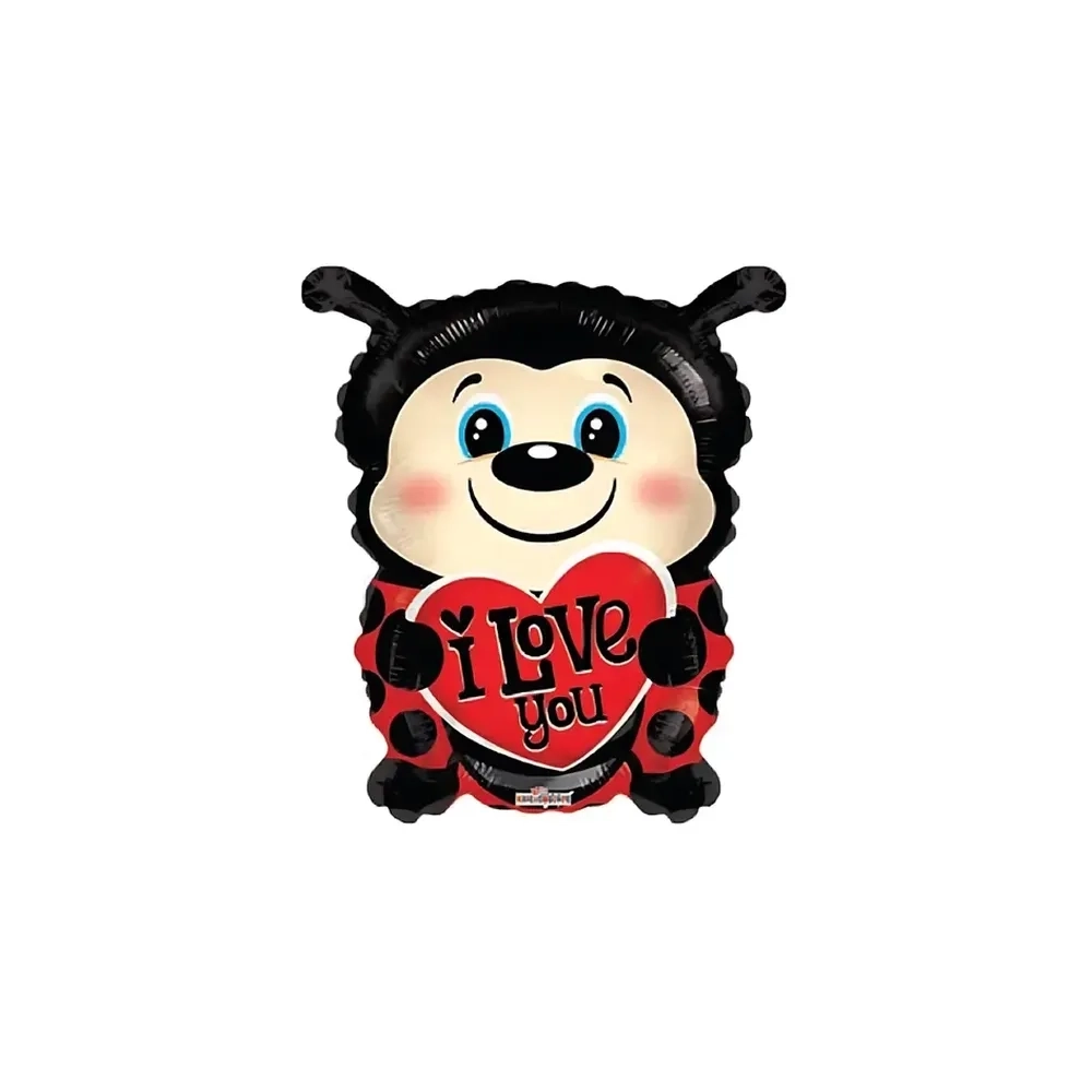 Palloncino Coccinella I Love You standard shape 18" (45cm) in mylar, 1pz.