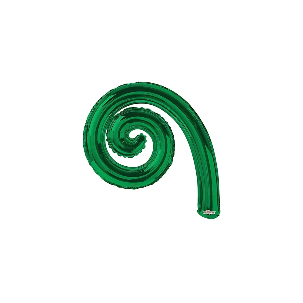 Palloncini Kurly Spiral Green mini shape 14" (35cm) in mylar, 5pz.