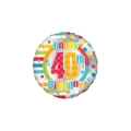 Palloncino Happy Birthday 40 a Pois e Linee 18" (45cm) in mylar, 1pz.