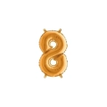 Palloncini numero 8 oro mini shape 14" (35cm) in mylar, 5pz.