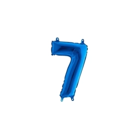 Palloncini numero 7 Blue mini shape 14" (35cm) in mylar, 5pz.