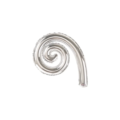 Palloncini Kurly Spiral Argento mini shape 14" (35cm) in mylar, 5pz.