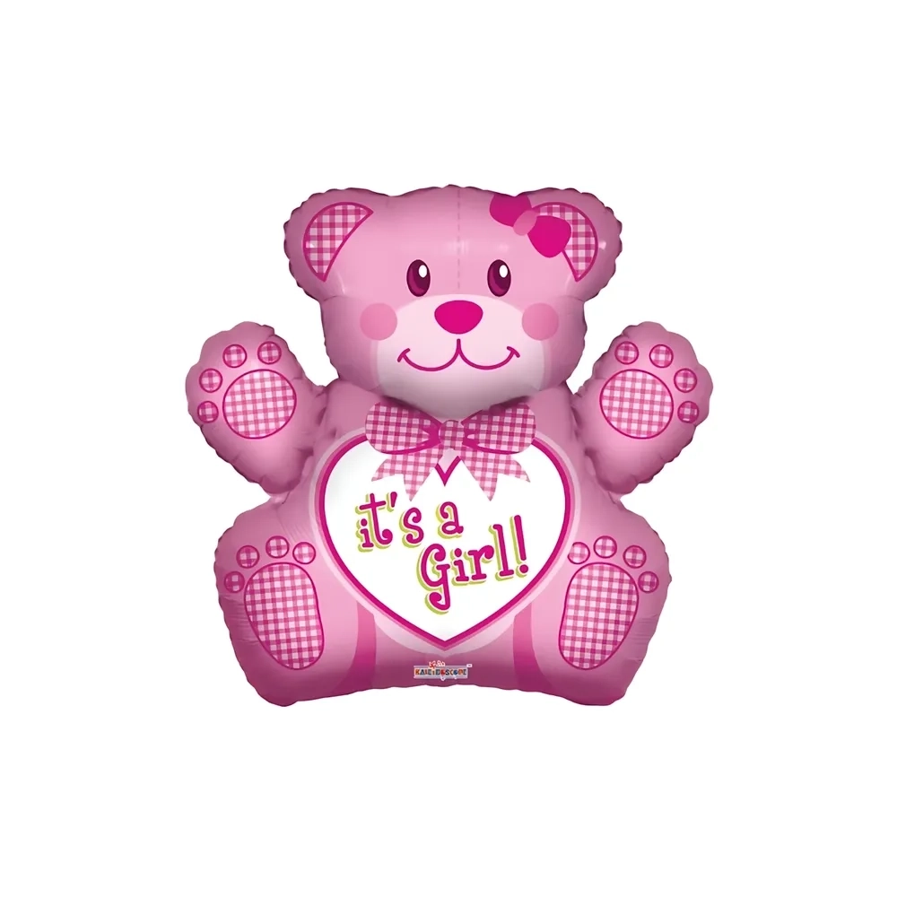 Palloncino Orso Rosa It's a Girl super shape 28" (71cm) in mylar, 1pz.