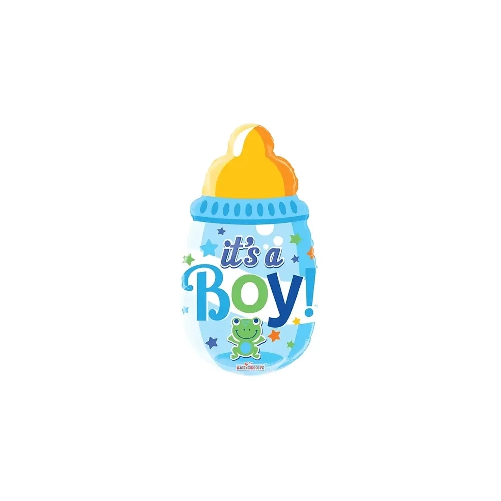 Palloncino Biberon Celeste It's a Boy standard shape 20" (50cm) in mylar, 1pz.