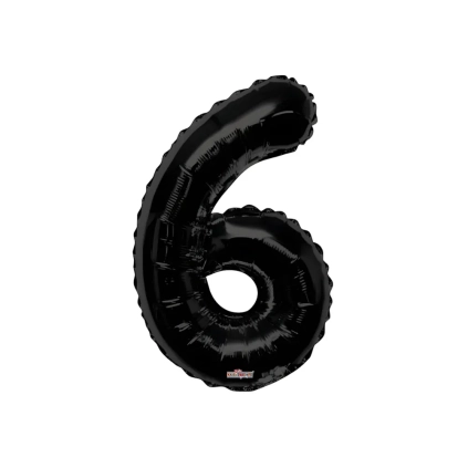 Palloncino numero 6 Nero salva elio super shape 34" (86cm) in mylar, 1pz.