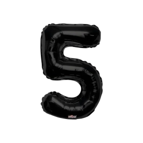Palloncino numero 5 Nero salva elio super shape 34" (86cm) in mylar, 1pz.