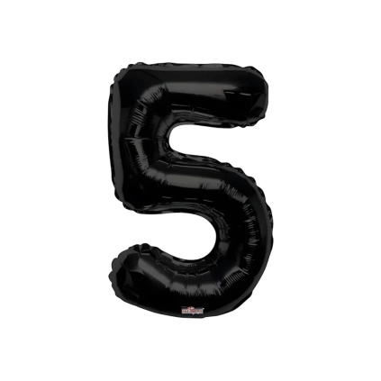 Palloncino numero 5 Nero salva elio super shape 34" (86cm) in mylar, 1pz.