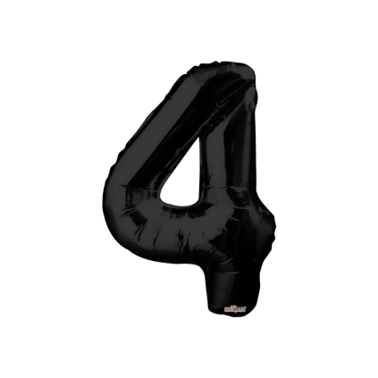 Palloncino numero 4 Nero salva elio super shape 34" (86cm) in mylar, 1pz.