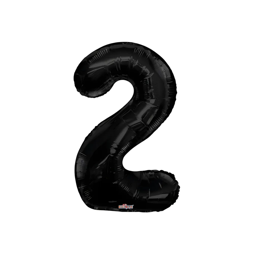 Palloncino numero 2 Nero salva elio super shape 34" (86cm) in mylar, 1pz.