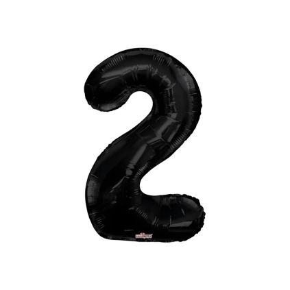 Palloncino numero 2 Nero salva elio super shape 34" (86cm) in mylar, 1pz.