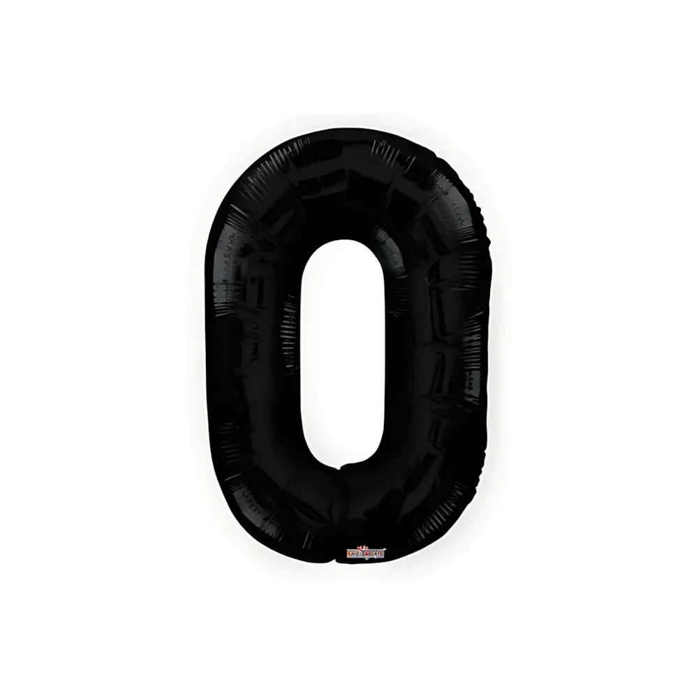 Palloncino numero 0 Nero salva elio super shape 34" (86cm) in mylar, 1pz.