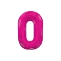 Palloncino numero 0 fucsia salva elio super shape 34" (86cm) in mylar, 1pz.