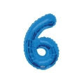 Palloncino numero 6 Blu salva elio super shape 34" (86cm) in mylar, 1pz.