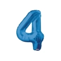 Palloncino numero 4 Blu salva elio super shape 34" (86cm) in mylar, 1pz.
