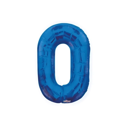 Palloncino numero 0 Blu salva elio super shape 34" (86cm) in mylar, 1pz.