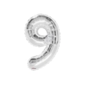 Palloncino numero 9 Argento salva elio super shape 34" (86cm) in mylar, 1pz.