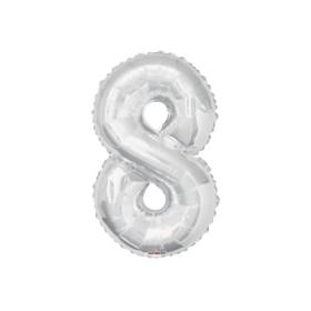 Palloncino numero 8 Argento salva elio super shape 34" (86cm) in mylar, 1pz.