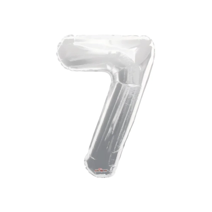 Palloncino numero 7 Argento- salva elio super shape 34" (86cm) in mylar, 1pz.