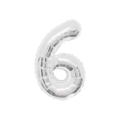 Palloncino numero 6 Argento salva elio super shape 34" (86cm) in mylar, 1pz.