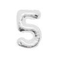 Palloncino numero 5 Argento salva elio super shape 34" (86cm) in mylar, 1pz.